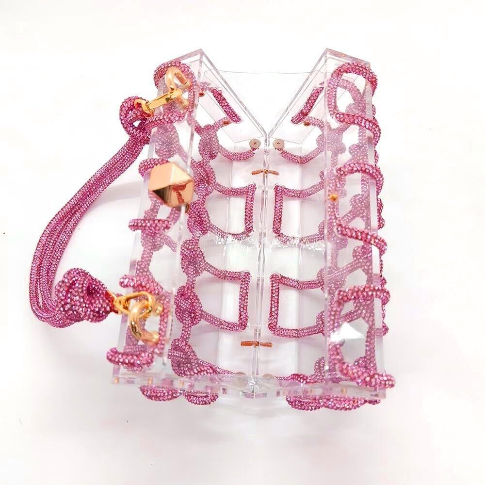 8531 Clear Acrylic Bag Rhinestone Acrylic Clutch Crystal Evening Purses View 6